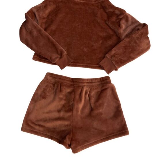Miss Posh Soft Crop Lounge Active Wear Set Outfit Hoodie Shorts Medium - Picture 5 of 14